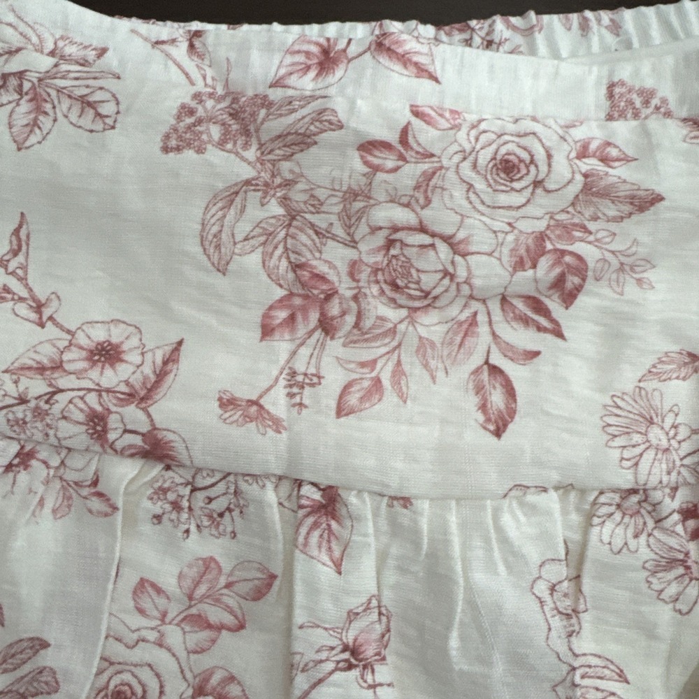 Love Tree Pleated Floral Skort Skirt Beige Pink Side Zip Elastic Waist Size M - Picture 6 of 10